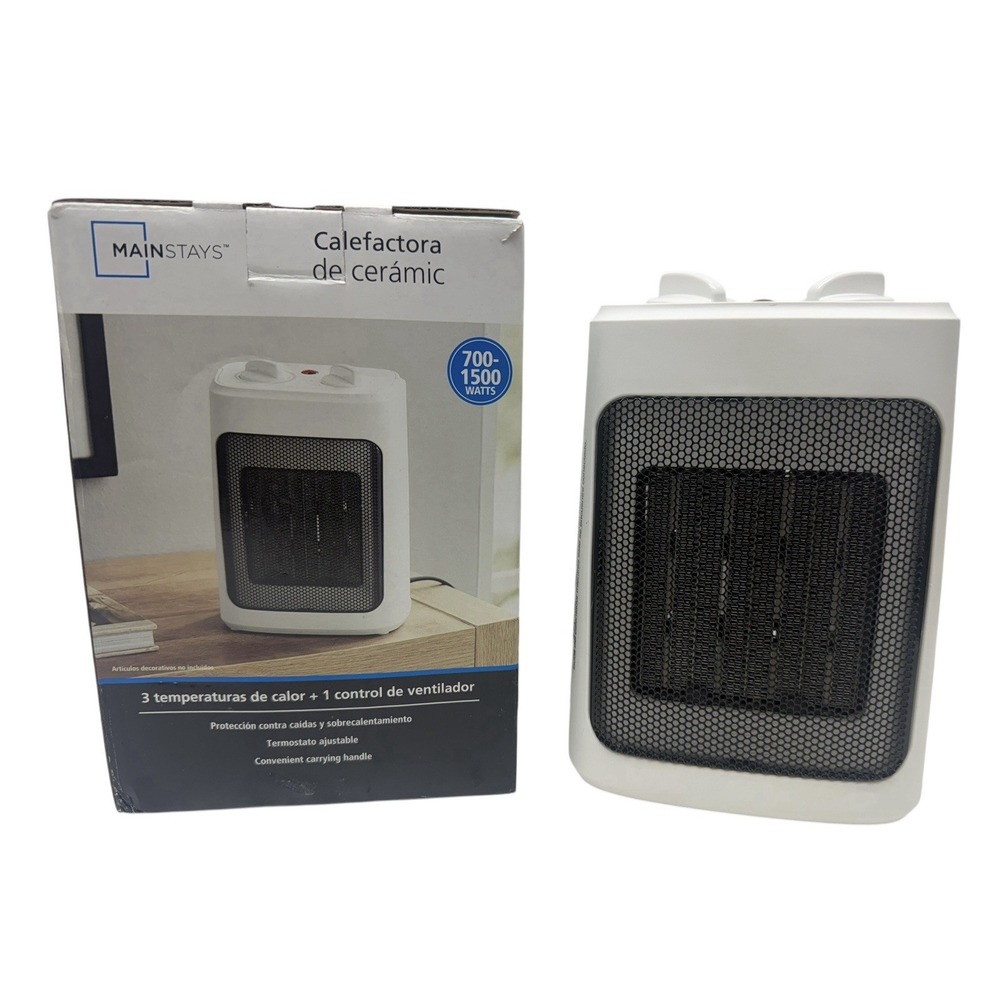 Mainstays Ceramic Space Heater 700/1500W Adjustable Thermostat Tested w/ Box